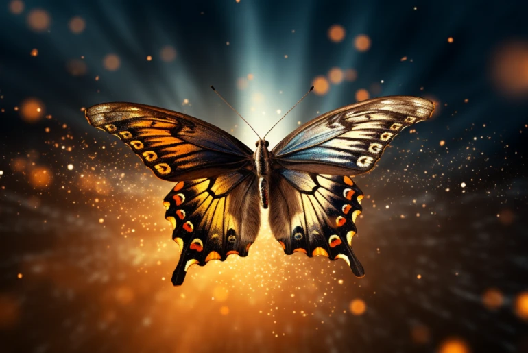 Image of a butterfly in flight symbolizing change and transformation