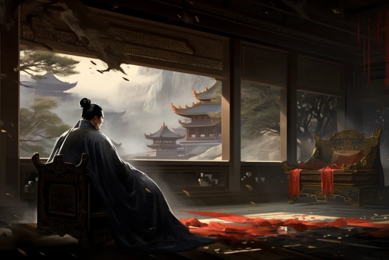 Emperor Wen of Han meditating in his palace